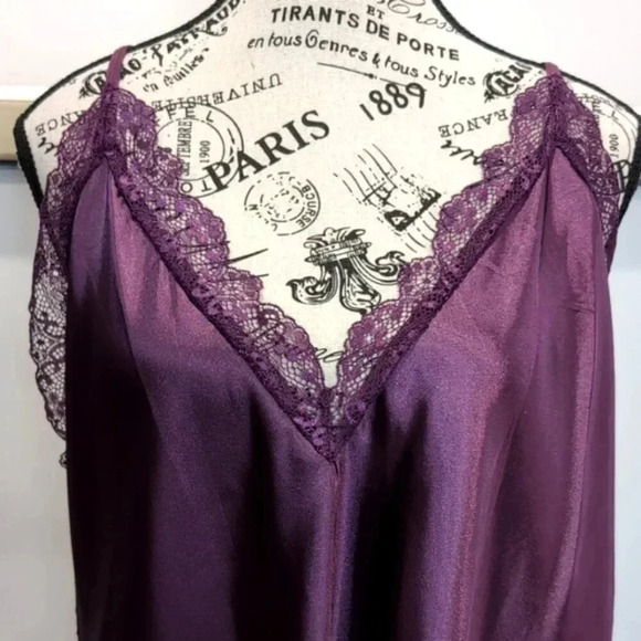 AVIDLOVE | Women's Purple Satin Lace V-Neck Chemise Nightgown - Picture 4 of 8